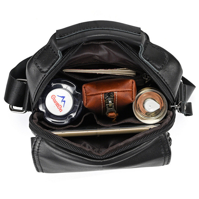 Сумка-барсетка чоловіча через плече шкіряна гладка чорна Tiding Bag TD-69291 Кам'янське - фото 4