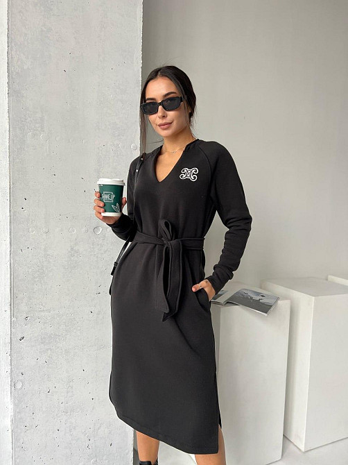 Довге жіноче тепле плаття триніка на флісі.  42-52р Київ - фото 3