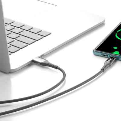 Дата кабель USB 2.0 AM to Lightning 1.0m 2.4A LED black XO (NB162-L-1-BK) Винница