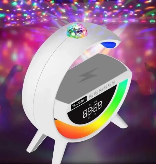 Настольная LED-лампа ночник-колонка BT-3402 в виде буквы G с RGB подсветкой и беспроводной зарядкой телефона Одесса - изображение 2