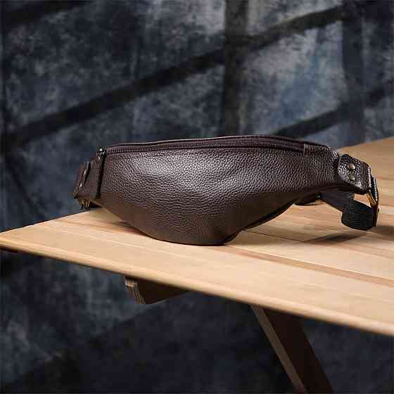 Модная сумка бананка для мужчин из зернистой натуральной кожи Shvigel 23137 Коричневый Киев