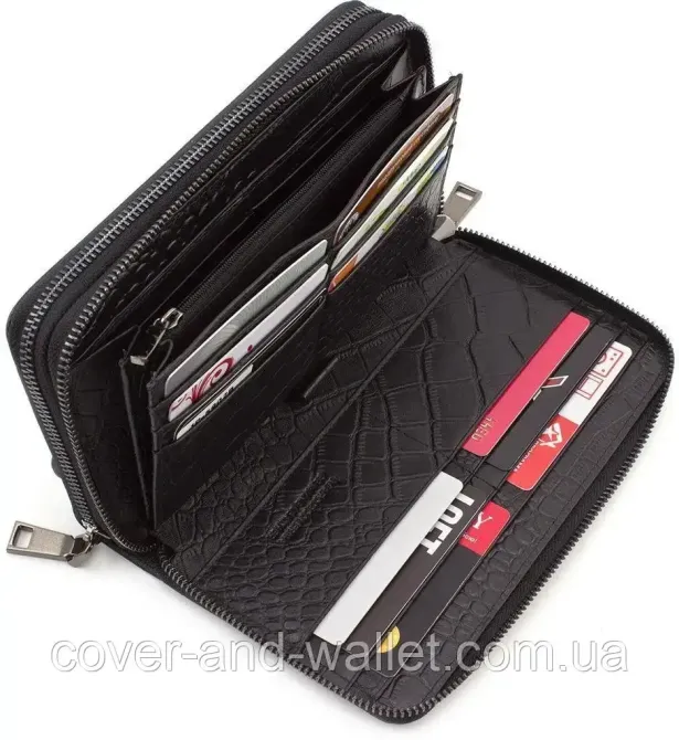 Элитный мужской кошелек клатч на две молнии под крокодила Marco Coverna 5902B (JP) Киев - изображение 5