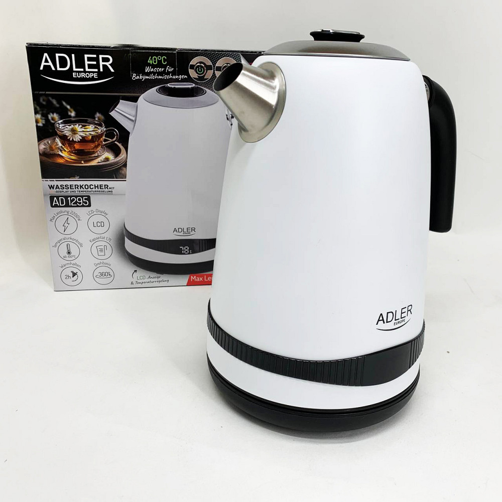 Чайник металлический Adler AD 1295w 1.7л 1850Вт электрический с терморегулятором 40-100 °С White PR-26 Львов - изображение 19