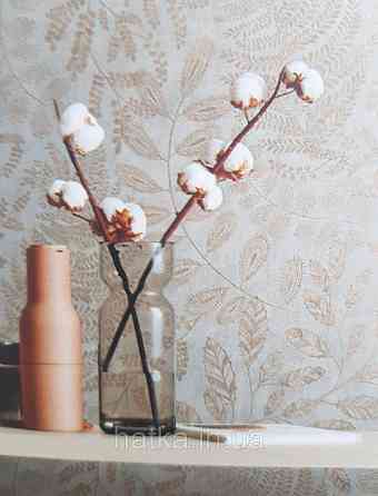 Обои виниловые на флизелине AS creation The Bos 0.53х10 листья ветки бежевые перламутр на белом Киев