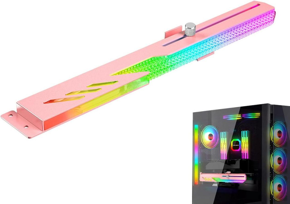 Поддержка опора подставка для видеокарты GPU с ARGB-подсветкой стальной корпус, раздвижная розовая 5V для ПК Киев - изображение 7