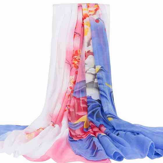 Женский шифоновый шарф с цветами 145 на 48 см разноцветный Киев