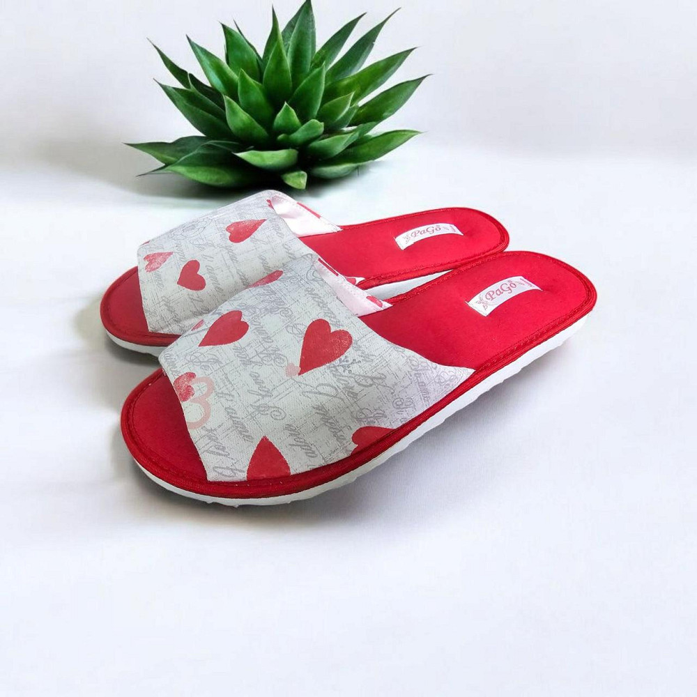 Капці жіночі домашні PaGo повсть щільний 38р червоні з блискучими вушками Одеса - фото 13