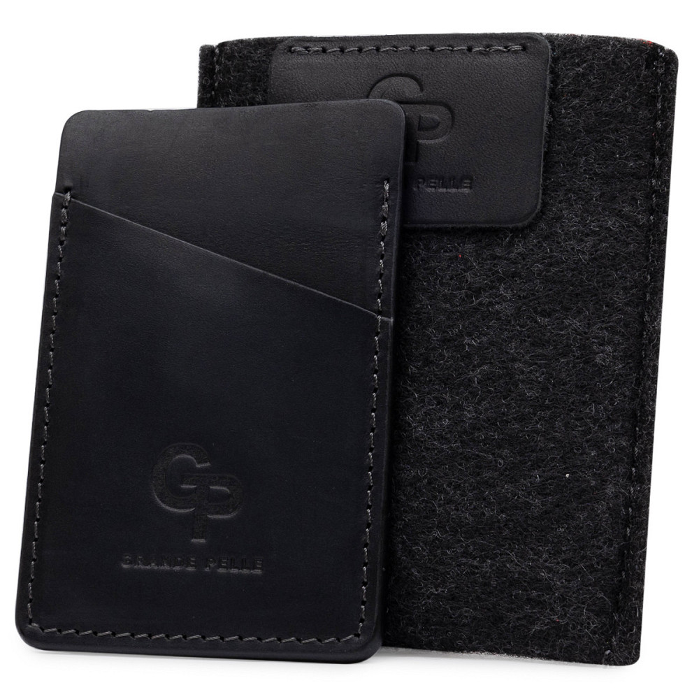 Кожаный маленький картхолдер Черный (GRANDE PELLE) Киев - изображение 10