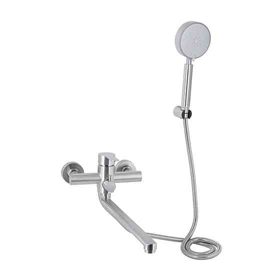 Змішувач для ванни Brinex Pure 005 з довгим поворотним виливом (з душовим гарнітуром) Nickel BRIPUR005NKL Київ