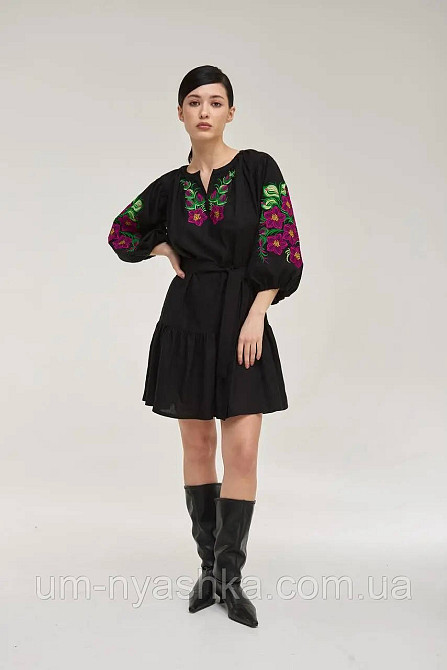 Жіноча вишита сукня, чорна вишиванка жіноча Квітковий сад Кривий Ріг - фото 2