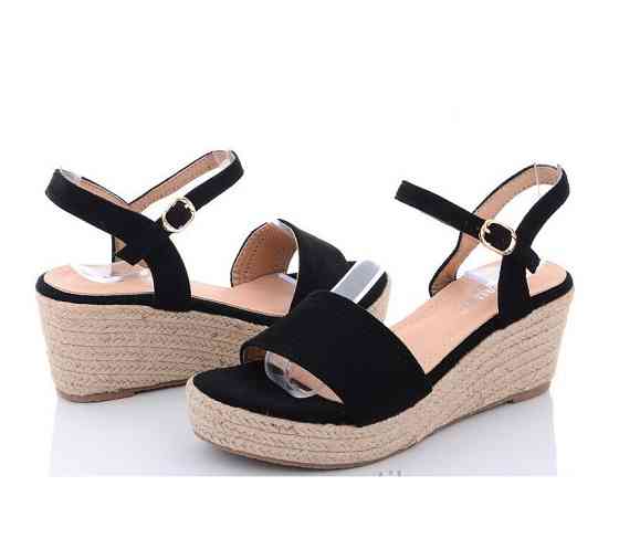 Женские Сандалии Босоножки на Танкетке Платформа Черные Летние (размеры: 37,38,39,40) - 32 Днепр