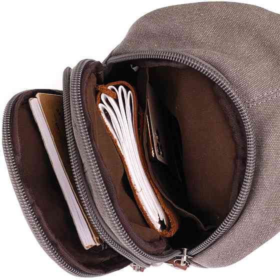 Мужская текстильная сумка через плечо с уплотненной спинкой Серый (Vintage) Киев