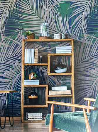 Шпалери вінілові Grandeco One roll one motif 2 A39603 панно рослини лист папороті коричневий на бірюзовому Київ