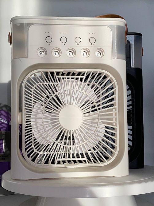 Настільний вентилятор міні з функцією зволожувача LED підсвічуванням зі зволожувачем повітря 3 режими роботи Білий Одеса - фото 1