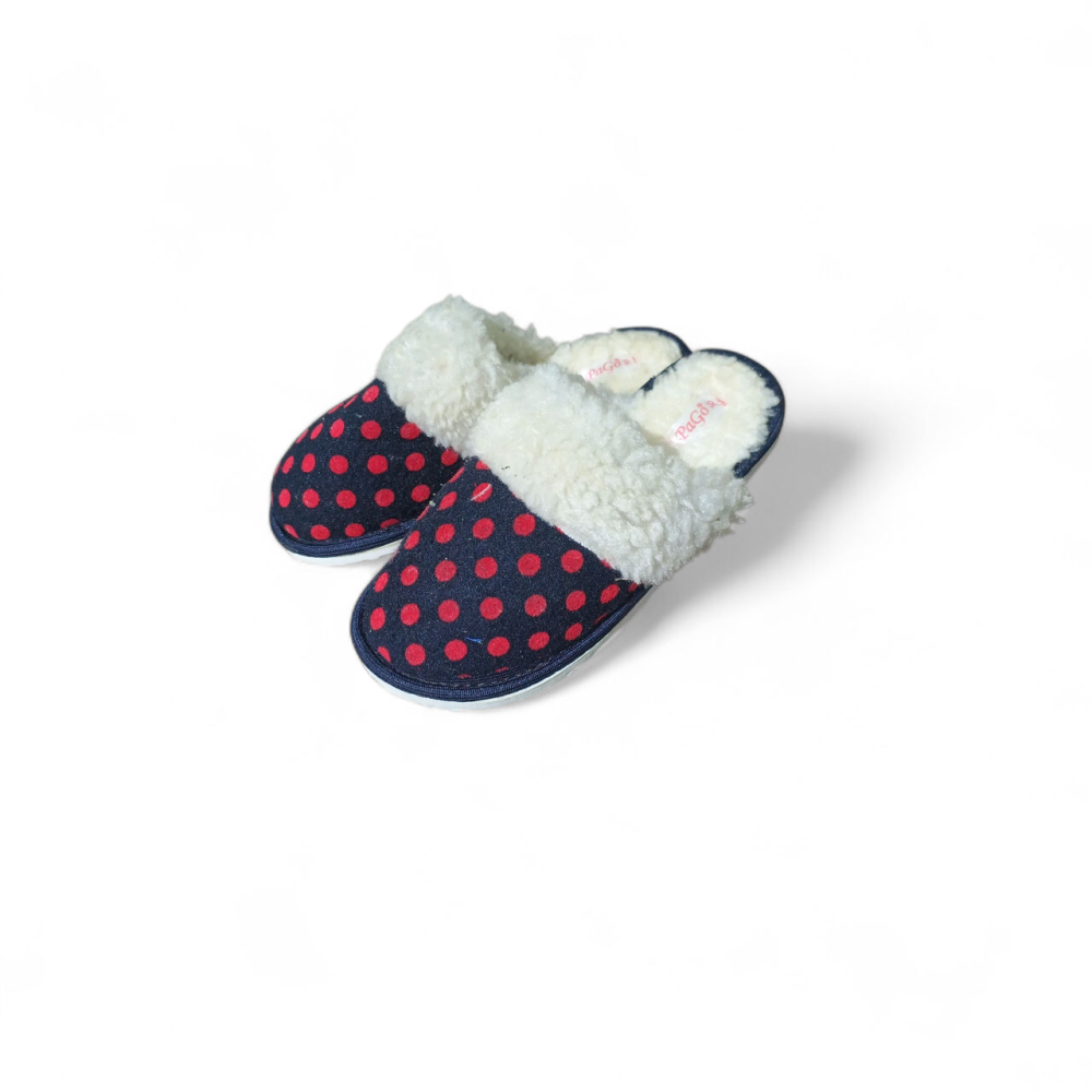 Тапочки женские закрытые пальчики на овчине теплые , горох синие Одесса - изображение 2
