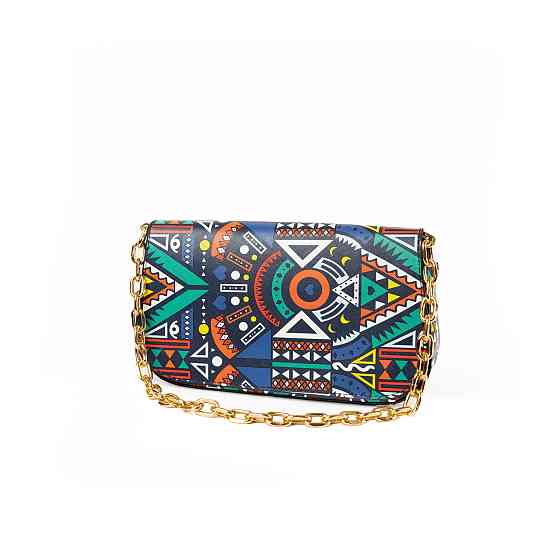 Сумка женская с ручкой цепочкой золотого цвета, клатч женский из искусственной кожи с принтом Каменец-Подольский