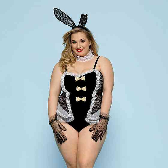 Еротичний костюм зайчика JSY «Пристрасна Медісон» Plus Size, Black, боді, вушка, рукавички, хвіст, ч Sex Aura Київ