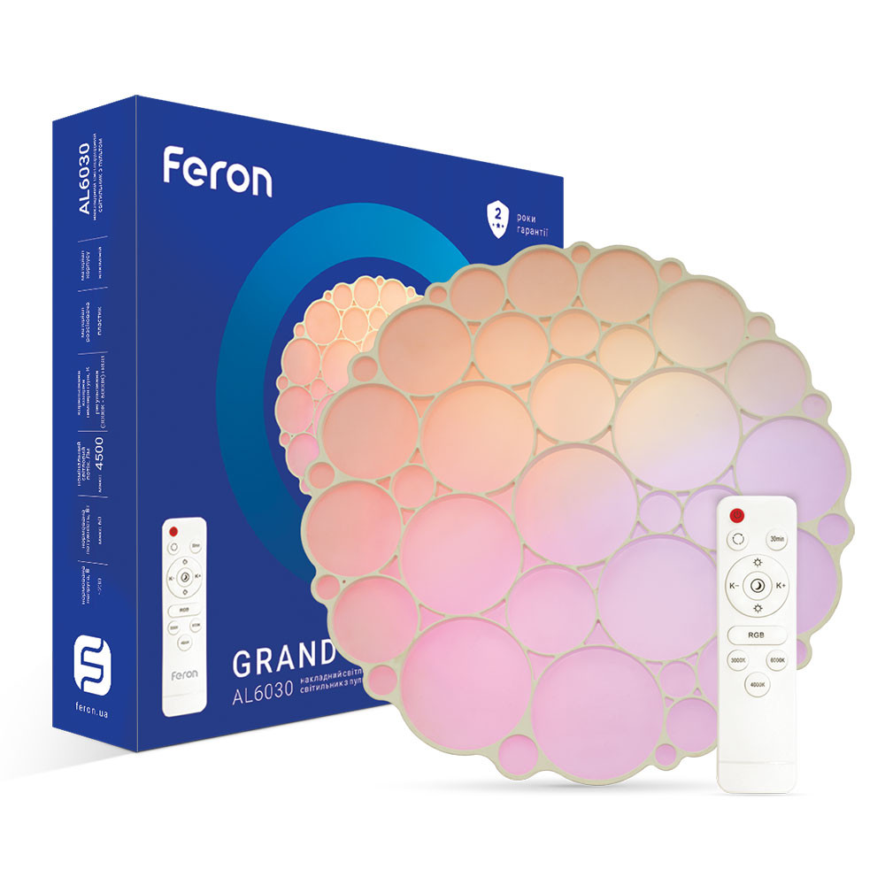 Світлодіодній накладний світильник Feron AL6030 GRAND COLOR 60Вт з RGB білий Харьков - изображение 1