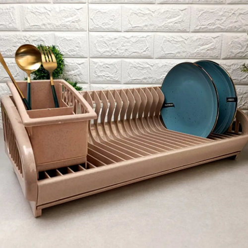 Сушарка для посуду + підставка для ст.приладів 2в1 пластик бежевий 191-13 Ламела Житомир