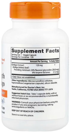 Гинкго Билоба экстрасильный Doctors Best Extra Strength Ginkgo 120 капс Киев
