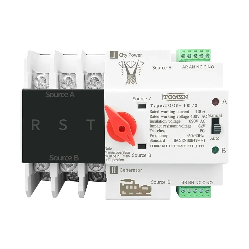 Автоматичний перемикач (АВР) під DIN-рейку TOMZN TOQ5/3P 100A 3 полюси (51-00114) Киев - изображение 1