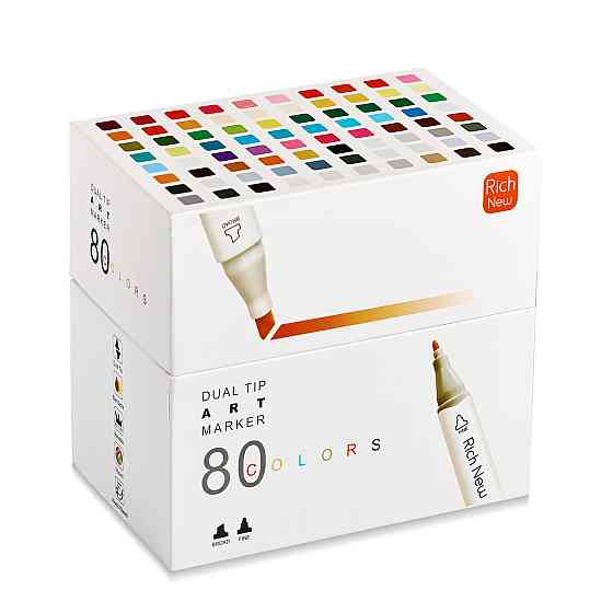 Двосторонні маркери для скетчинга і малювання на спиртовій основі 80 штук Rich New, Фломастери для художників Кам'янець-Подільський