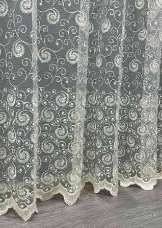 Тюль фатин с вышивкой и люрексом цвет молочный 1685т Киев