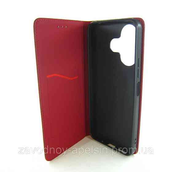 Чехол книжка Xiaomi Redmi 13 Кожаный (красный) Одесса
