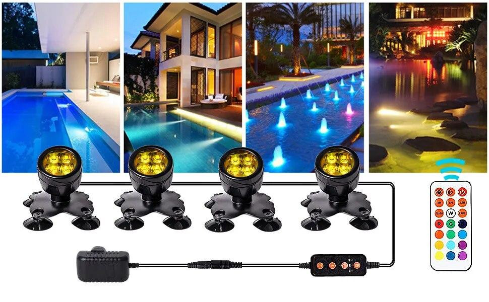 Підводний світильник для акваріума RGB 4*5V Led Київ - фото 6