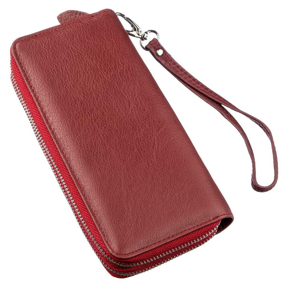 Жіночий багатофункціональний шкіряний гаманець-клатч червоний (ST Leather) Київ - фото 16