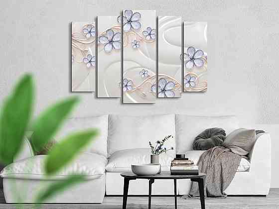 Модульна картина у вітальню / спальню Квіти з коштовностями Art-462_5 ( 80х118см ) Київ