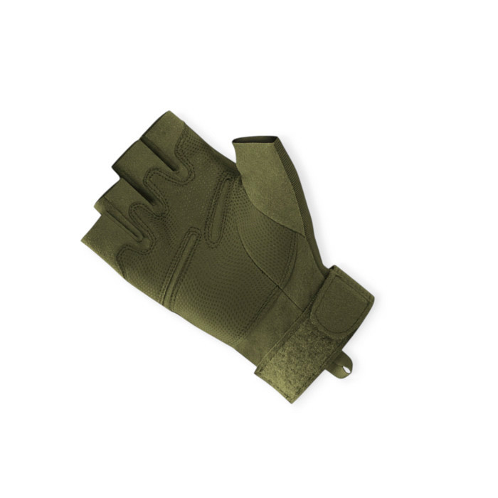Рукавички без пальців, поліуретан + EVA + термопласт. різ, липучка, вентиляція, хакі XL "тактичні" ліг Мукачево - фото 1