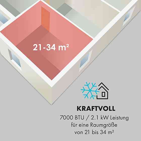 Новый мобильный кондиционер Breeze 7 7000BTU 2,1 кВт для 34 м² EEC Мобильный пульт дистанционного управления Ровно