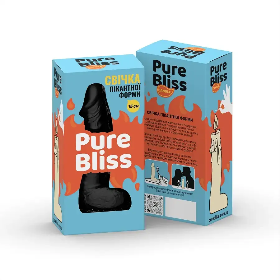 Свічка у вигляді члена Pure Bliss MINI Black 15 см Львів - фото 7