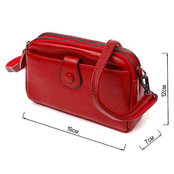 Яскрава сумка-клатч у стильному дизайні з натуральної шкіри 22125 Vintage Червона Київ