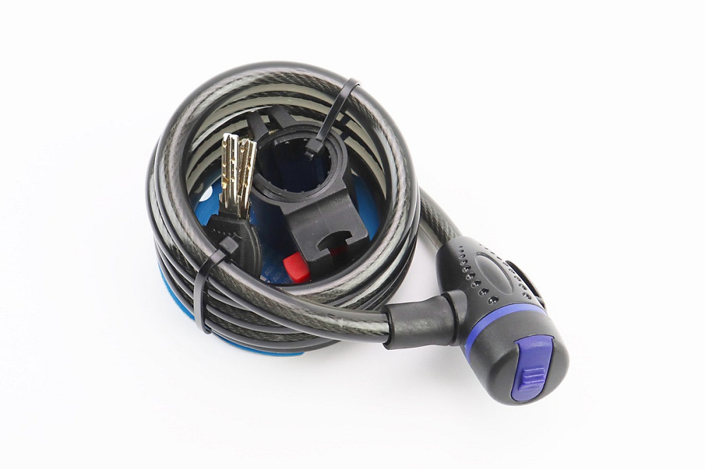 Замок протиугінний тросовий 1500х12мм під ключ, кріплення за трубу сидіння, AGL-507 Київ - фото 1