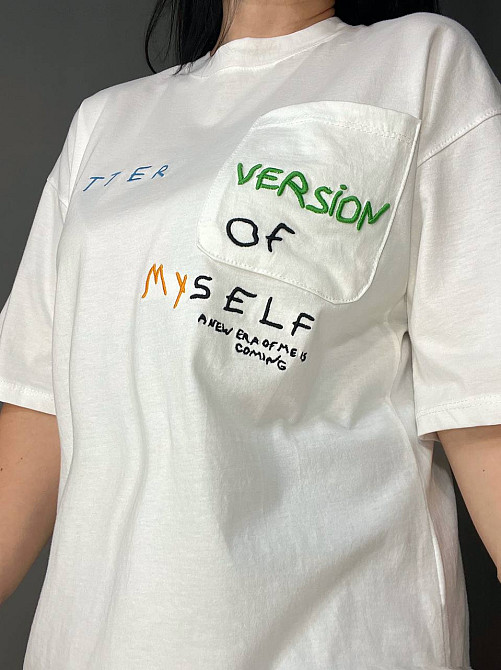 Футболка жіноча Pepper&mint BX24-19 біла оверсайз з кишенею та вишивкою , білий, S Київ - фото 11