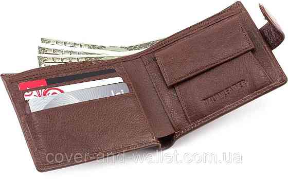 Коричневый мужской кошелек из гладкой кожи ST Leather Киев