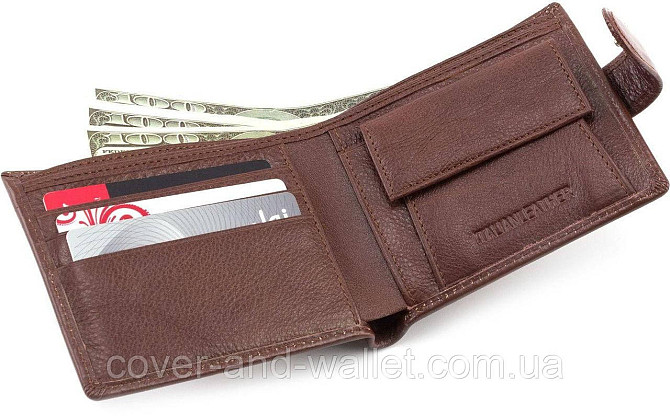 Коричневий чоловічий гаманець із гладкої шкіри ST Leather Київ - фото 3