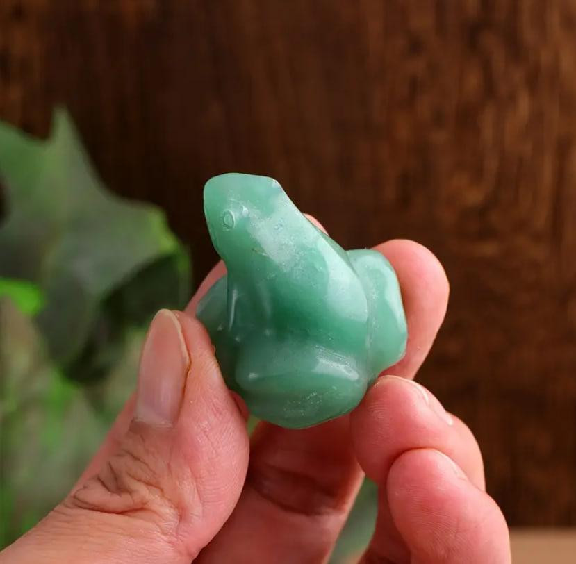 Жаба из натурального камня зеленого авантюрина 40 мм, сувенир из авантюрина, оберег из натурального камня. Киев - изображение 1