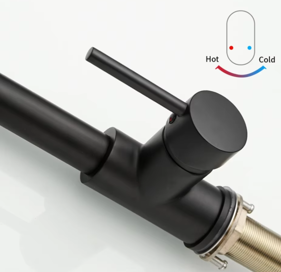 Змішувач для кухні з латунний з висувним і стаціонарним зливом з нержавіючої сталі, колір чорний Кам'янець-Подільський