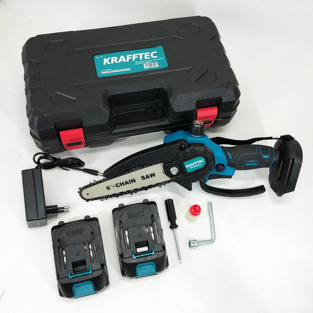 Пила електрична для заготівлі дров Krafftec 15 см, Пилка на батарейках для обрізки гілок JA-52 Львів - фото 11