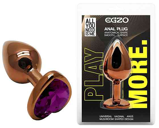 Анальная пробка с кристаллом EGZO - Dark Gold Heart Plug Purple, size S Sex Aura Киев