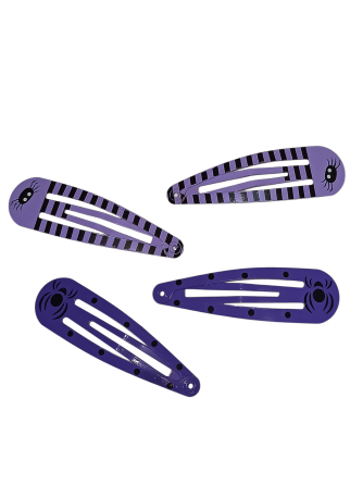 Набір 2 шпильки з притом павук та 2 шпильки з принтом жучок для волос на Хелловін фіолетовий Київ