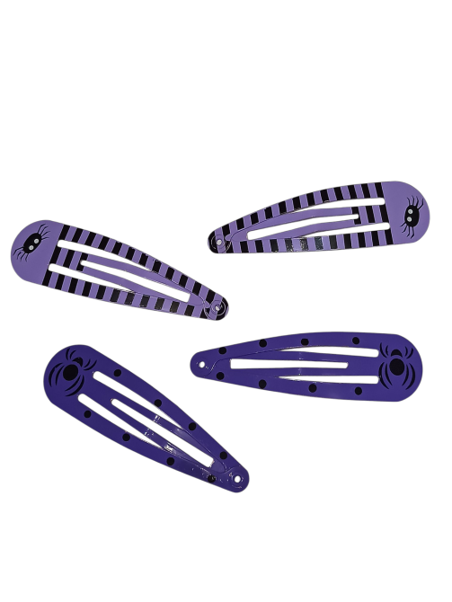 Набор 2 заколки с принтом паук и 2 заколки с принтом жучок для волос на Хэллоуин фиолетовый Киев - изображение 2