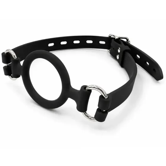 Кляп-кільце силіконовий DS Fetish на регульованому ремінці, чорний Sex Aura Київ