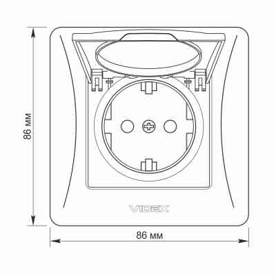 Розетка Videx BINERA 1ая із заземленням і кришкою черн (VF-BNSK1GС-BG) Вінниця