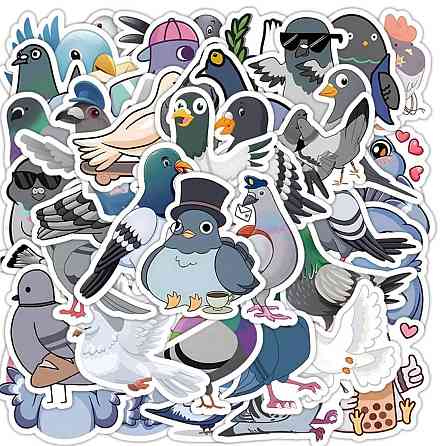 Набір наклейок з птахами (голуби) для скрапбукінгу та декору, 63 шт Київ