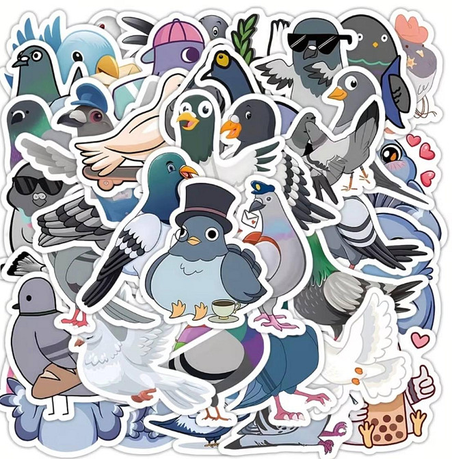 Набір наклейок з птахами (голуби) для скрапбукінгу та декору, 63 шт Київ - фото 1