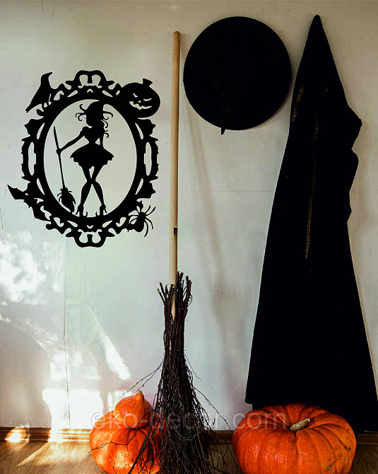 Декоративное настенное Панно «Ведьма с веником», Декор на стену 110*95 см, Черный Киев - изображение 8
